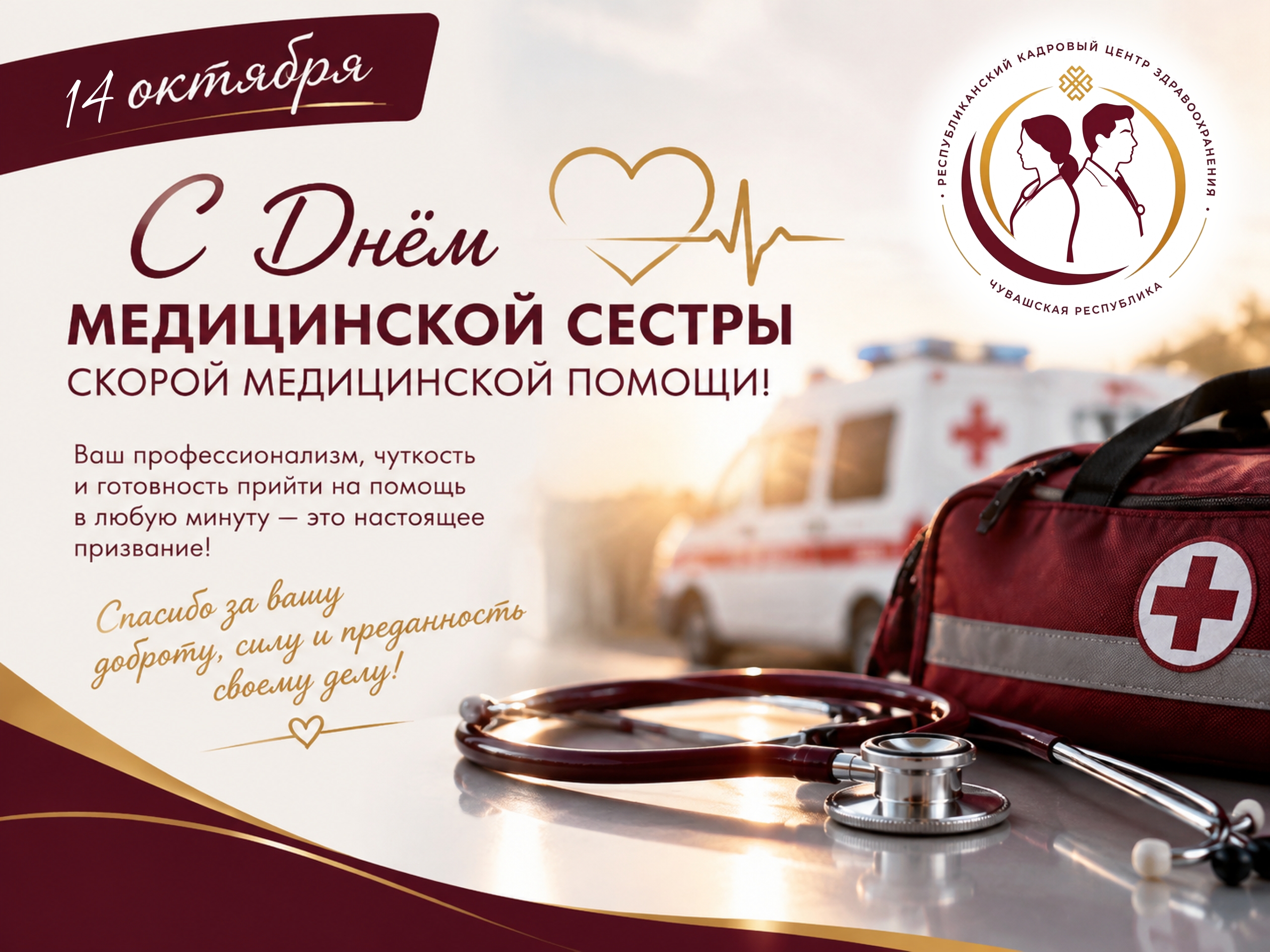 🚑 14 октября — День медицинской сестры скорой медицинской помощи!